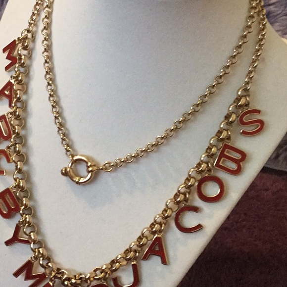 Rare Marc by Marc Jacobs Gold Toned & Red Enameled Necklace - Picture 2 of 16